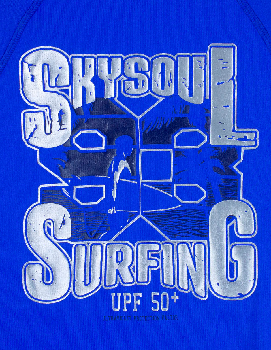 Miniatura: Playera Con Protección Solar UPF 50+ Para Caballero Manga Corta (AZUL/BLANCO)