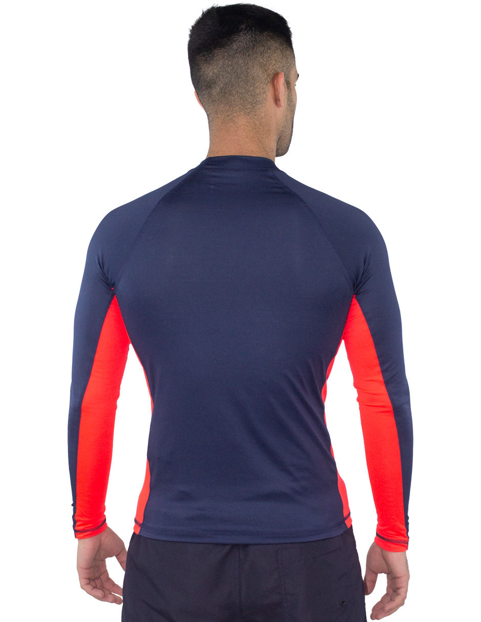 Miniatura: Playera con protección solar UPF50+ para caballero (MARINO/MANDARINA NEON NEW)