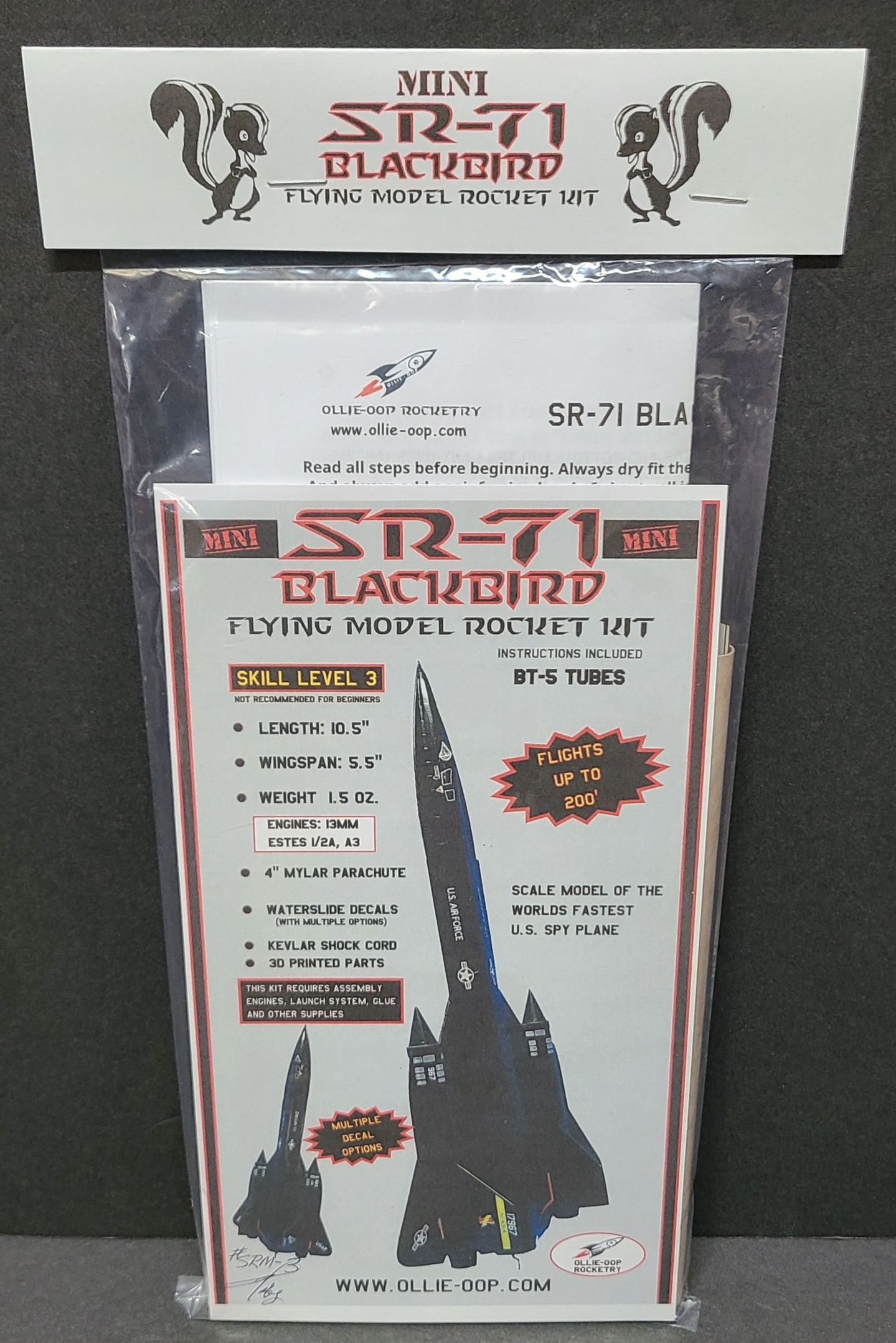 MINI SR-71 Blackbird Flying Model Rocket Kit Downscale