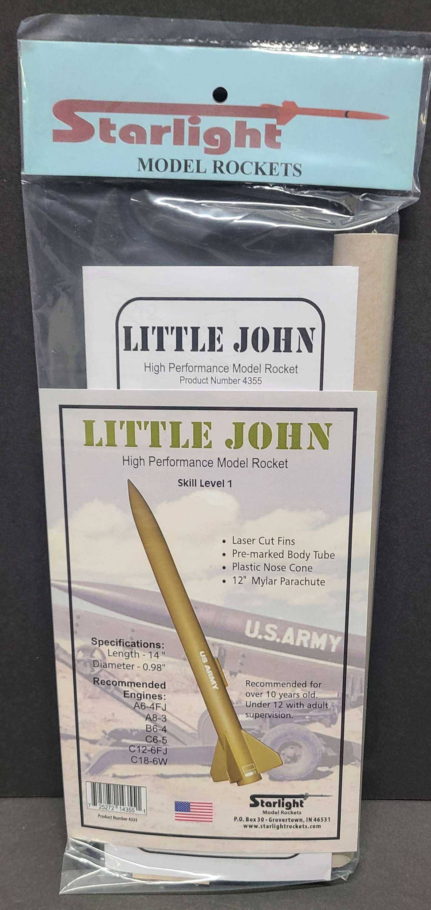 Starlight Little John Flying Model Rocket Kit *NEW*