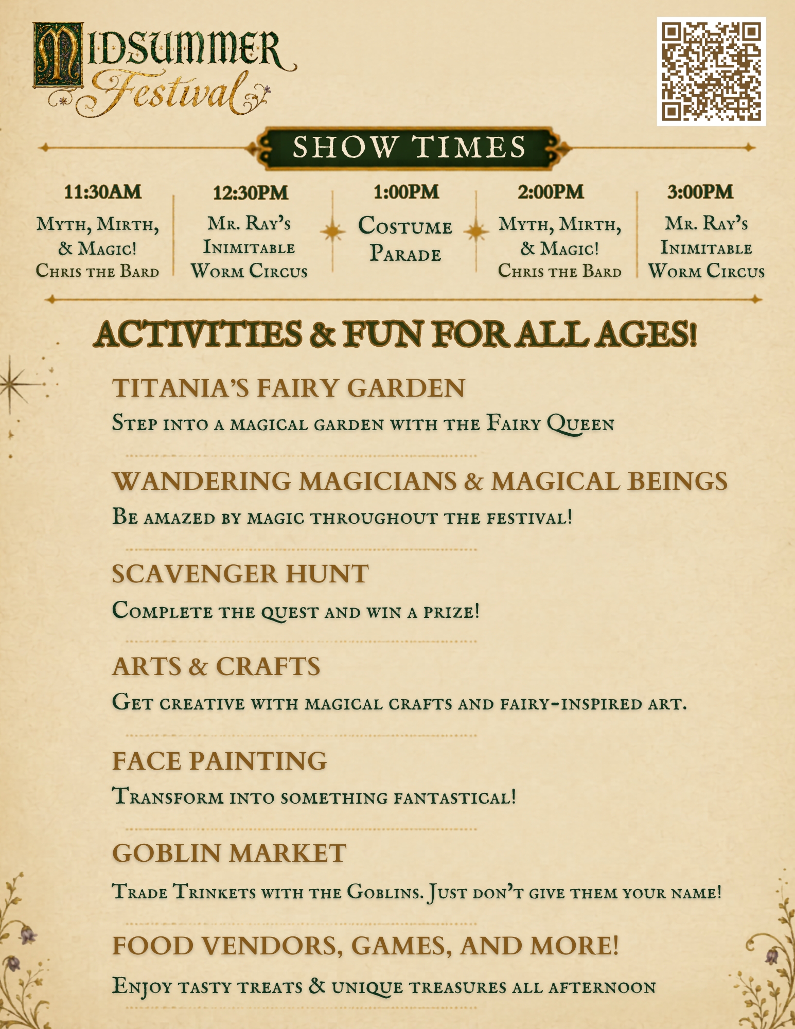 midsummer festival activity list