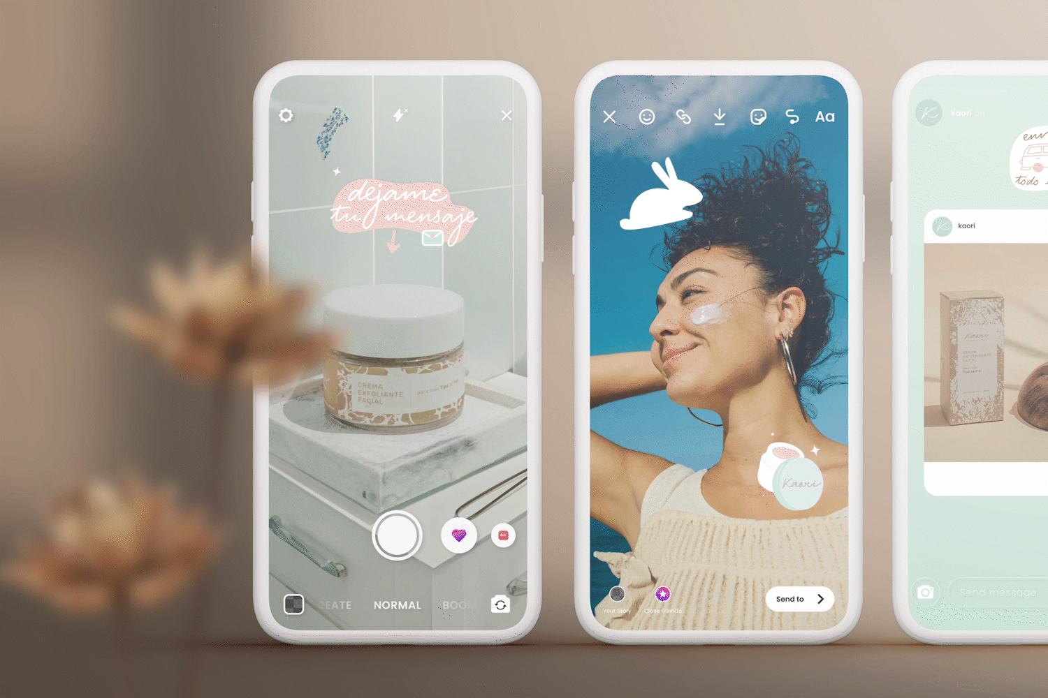 An animated GIF displaying various playful and eye-catching GIFs in an Instagram story interface, showcasing creative motion graphics.