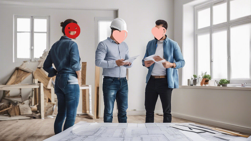 3 people talking about home renovation projects at agnitro