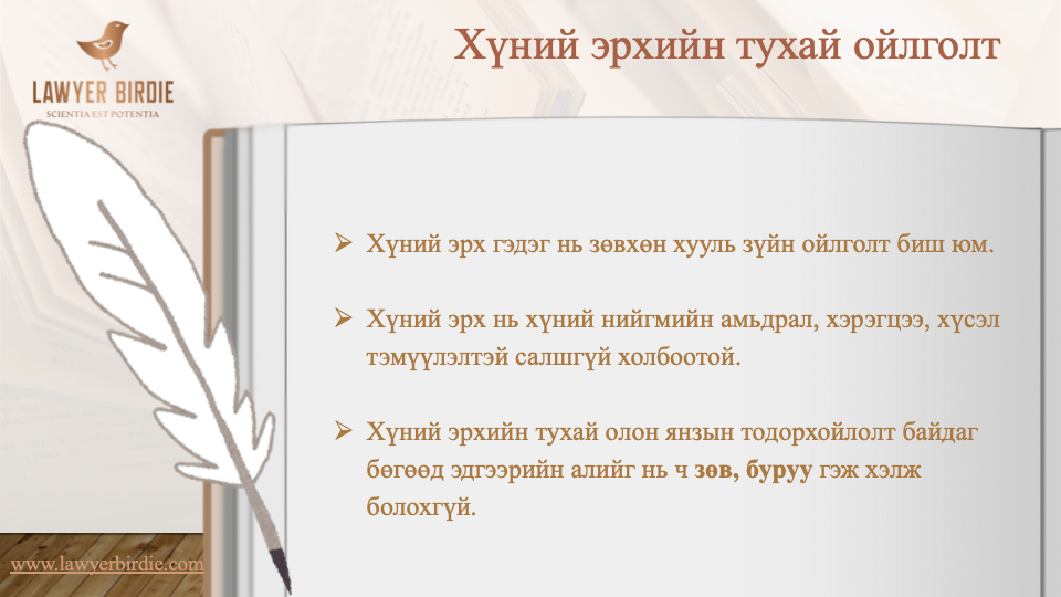 Хүний эрхийн тухай ойлголт