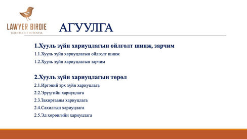 Хууль зүйн хариуцлага Агуулга