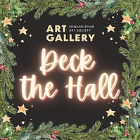 Text on a black background with a festive wreath and stars