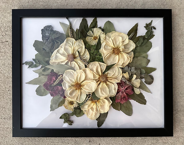 pressed flowers in a frame