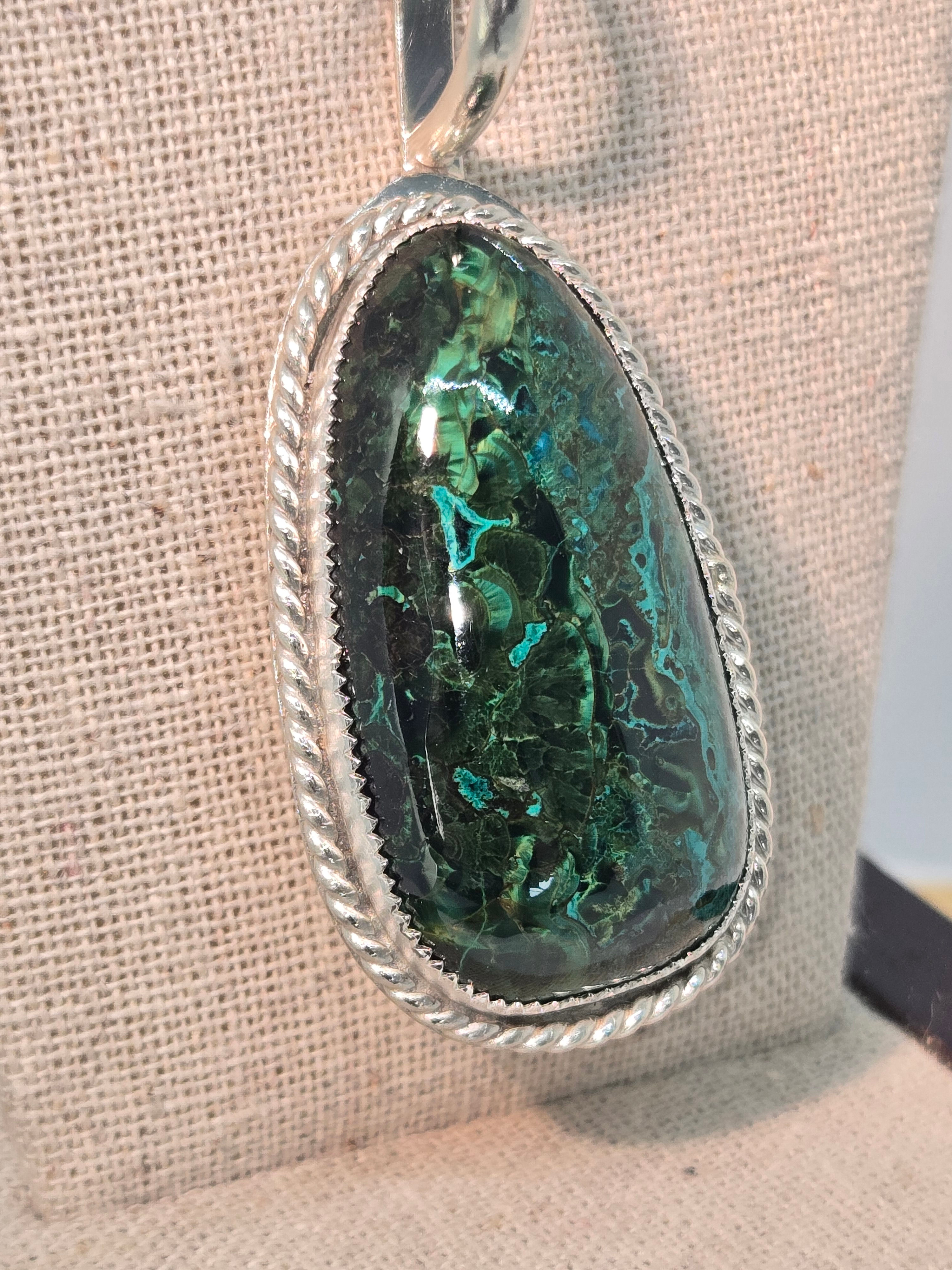 Handmade Big Chatoyant Malachite Pendant