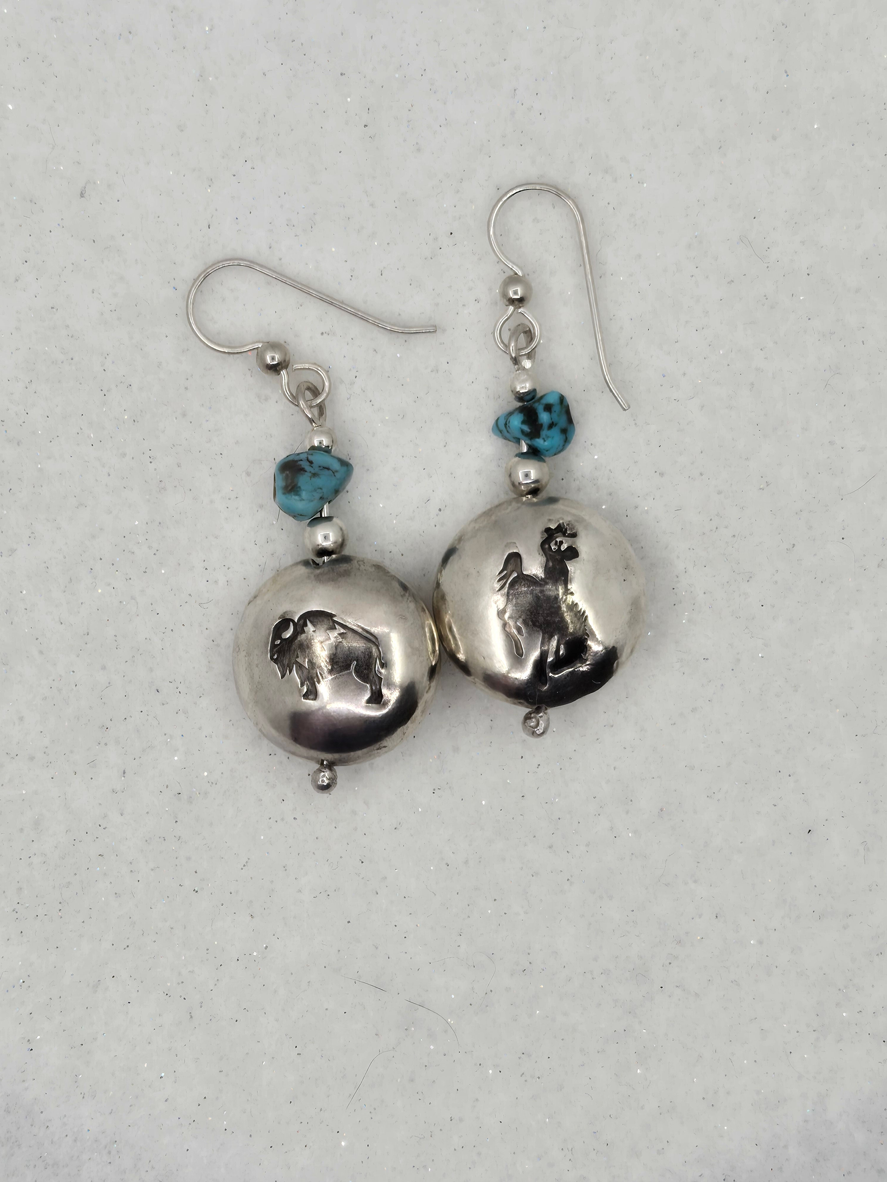 Cowboy and Bison Bead Earrings