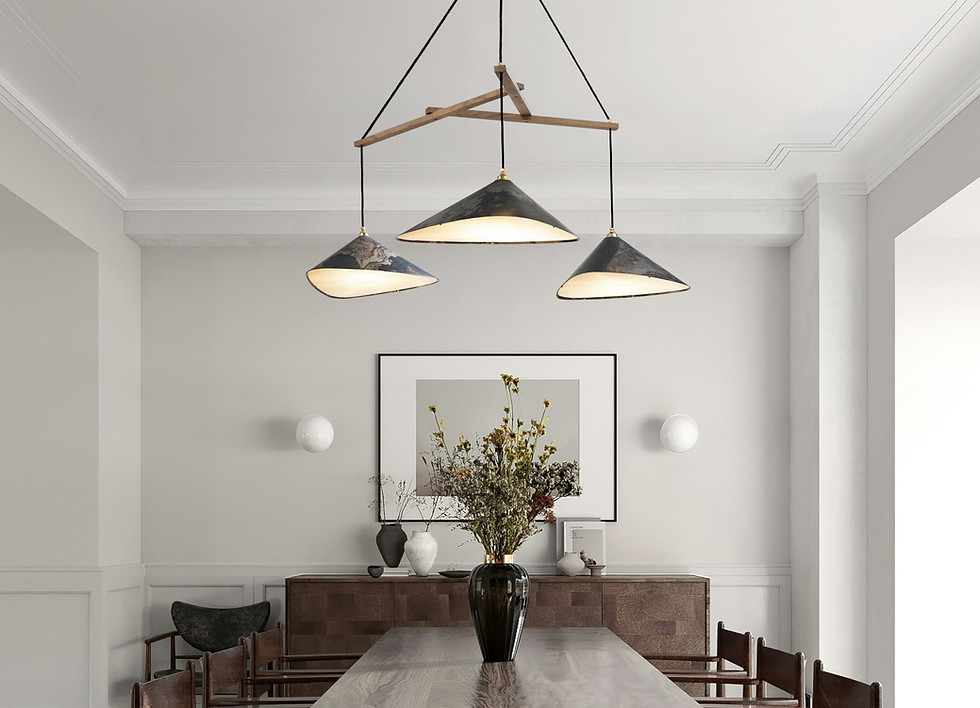 Project: Emily Group of Three Oxid in living space; warm ambient glow