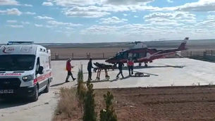 Konya'da boğazına sinek kaçtı, helikopterle kurtarıldı