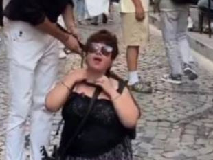 Galata'daki tasmalı yürüyüşe tutuklama! Kadını yerde sürükleyip miyavlatmıştı