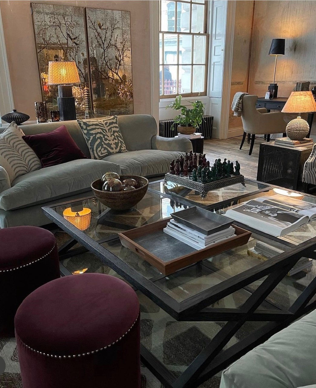 Marylebone coffee table in newly launched Ebony finish, featuring a solid oak frame with toughened glass top and base