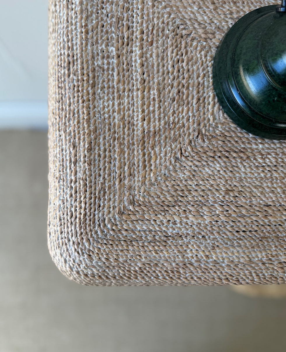 Thumbnail: Whitewashed abaca rope-wrapped console table with rippled carved legs—coastal-inspired Miguel design for elegant entryways,