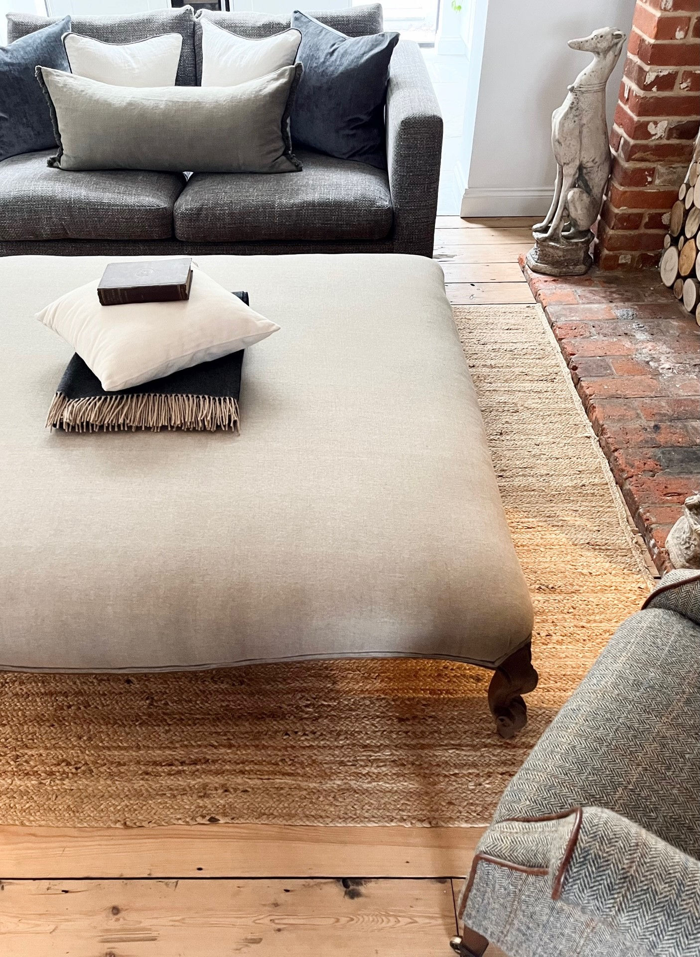 Extra Large Upholstered Footstool / Coffee Table