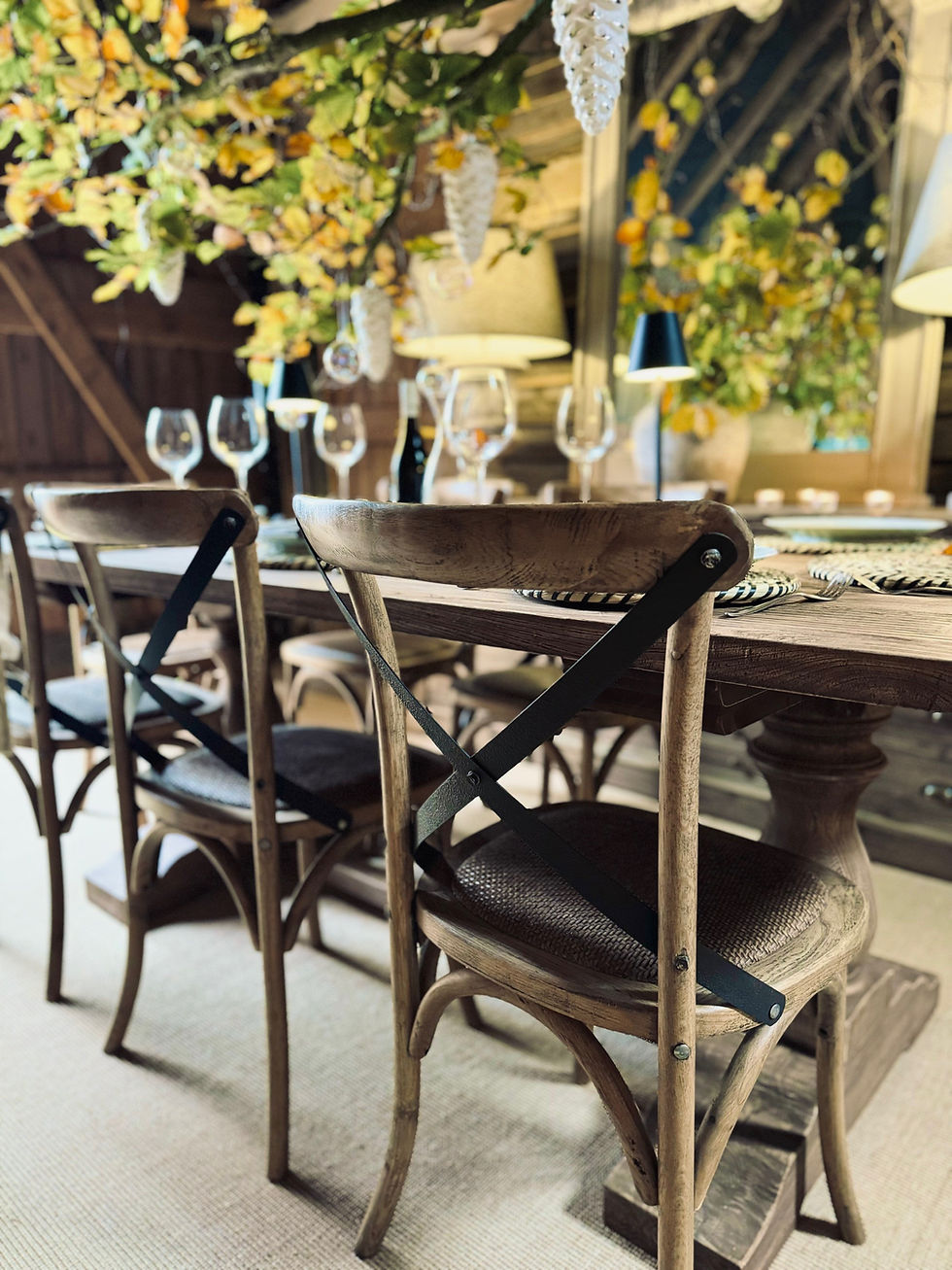 Thumbnail: This classic French bentwood dining chair features a steel cross-back design and a natural woven seat. Crafted from reclaimed