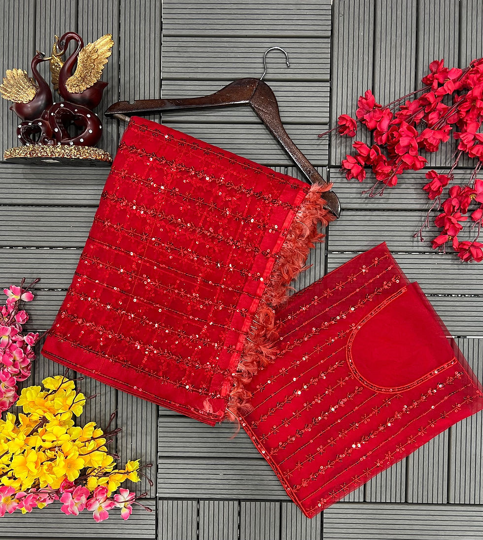 Thumbnail: Golden Glamour Feather Lace Embroidered Soft Net Saree