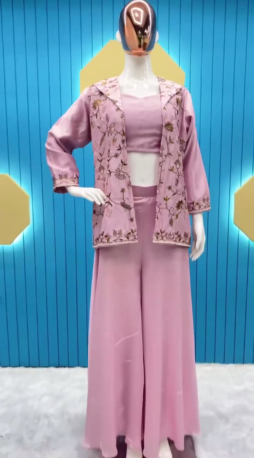 Thumbnail: Designer Fancy Western Style Fiona Silk Cording Sequence Work Koti Tube