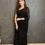 Thumbnail: Black Majesty Sequinned Grace Georgette Saree with Lace Border