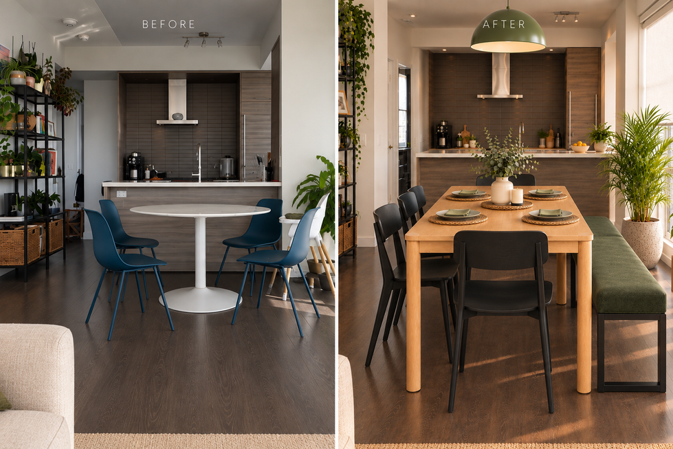 Before and After Warm Dining Makeover