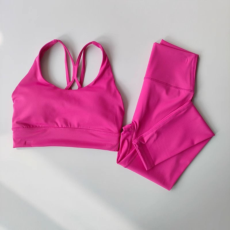 Thumbnail: Women Breathable Yoga Set 2pcs Sport Suit Gym wear Workout Clothes Gym Crop Top 