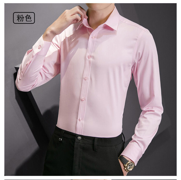 Thumbnail: New Plus Size Men Solid Color Business Shirt Fashion Classic Basic Casual Slim W