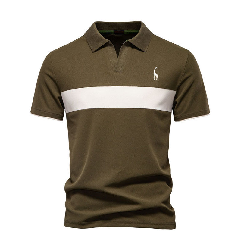 Thumbnail: Casual Men's Stylish Embroidered Polo Shirts - Short Sleeve Lapel T - Shirts, V 