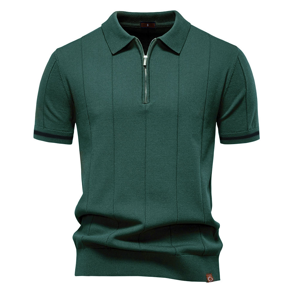 Thumbnail: New men's business casual short-sleeved fashion trend knitted POLO shirt with la