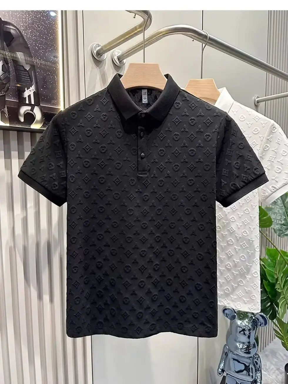 Thumbnail: Summer New Men's Lop-up Hollow Short-sleeved Polo Tee Shirt Ice Silk Breathable 