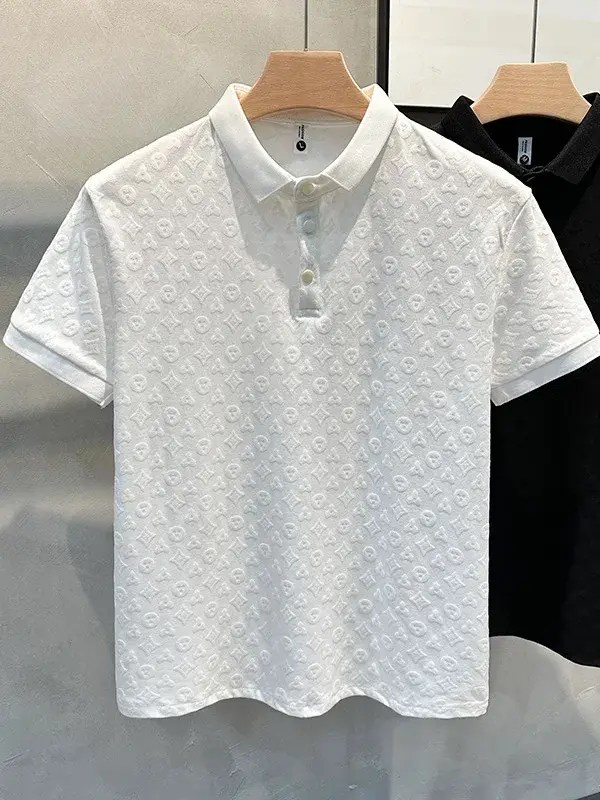 Thumbnail: Summer New Men's Lop-up Hollow Short-sleeved Polo Tee Shirt Ice Silk Breathable 