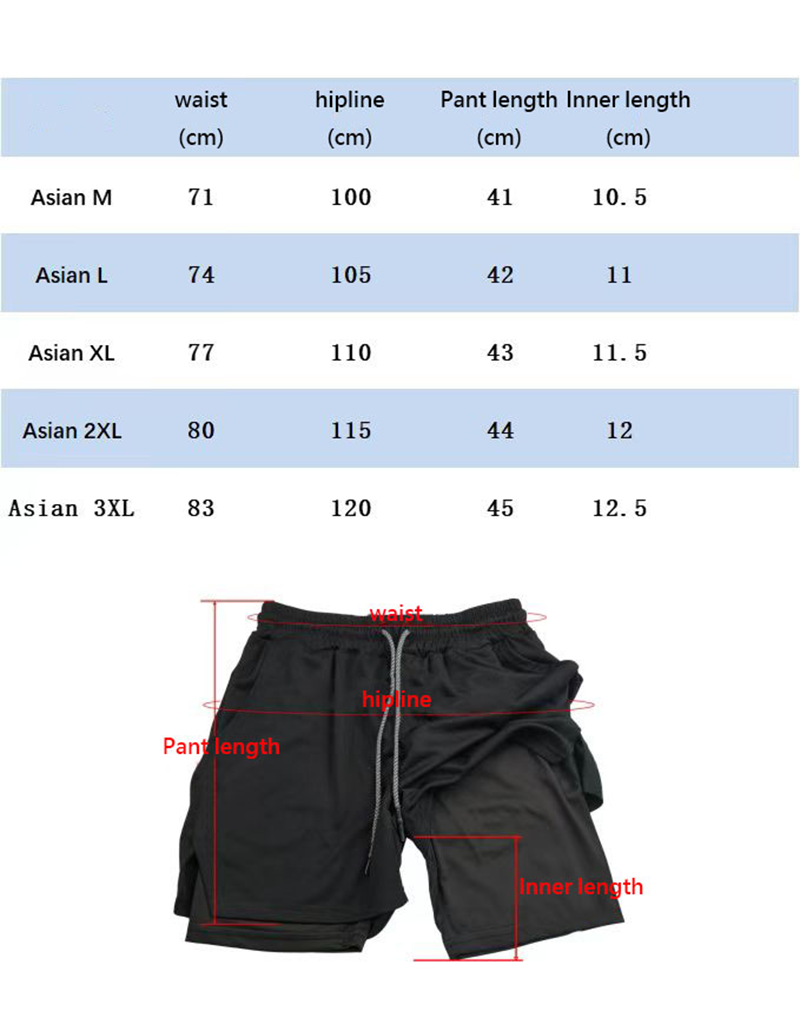 Men'S Compression Shorts Summer Gym Fitness Running Training Sports Shorts Two-I