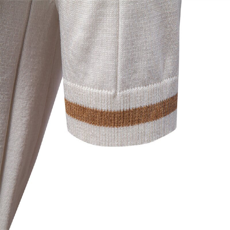 Thumbnail: New men's business casual short-sleeved fashion trend knitted POLO shirt with la