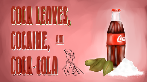 This title screen shows a bottle of Coca-Cola, a few coca leaves, and a pile of cocaine. 