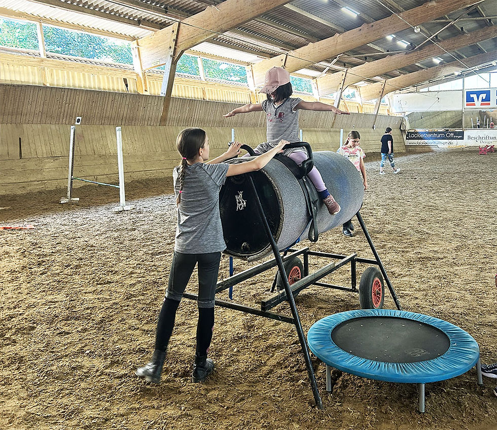 Voltigieren auf Fasspferd