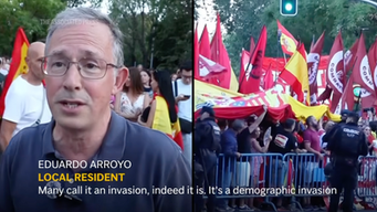 Citizens in Madrid protest the migrant invasion in Ceuta.