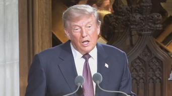 President Trump speaking at Lindsey Graham's funeral.
