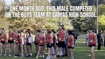 The starting line for a girls high school cross country race in Washington state.