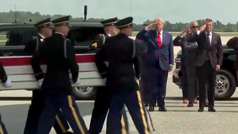 President Trump at Wednesday's dignified transfer ceremony.