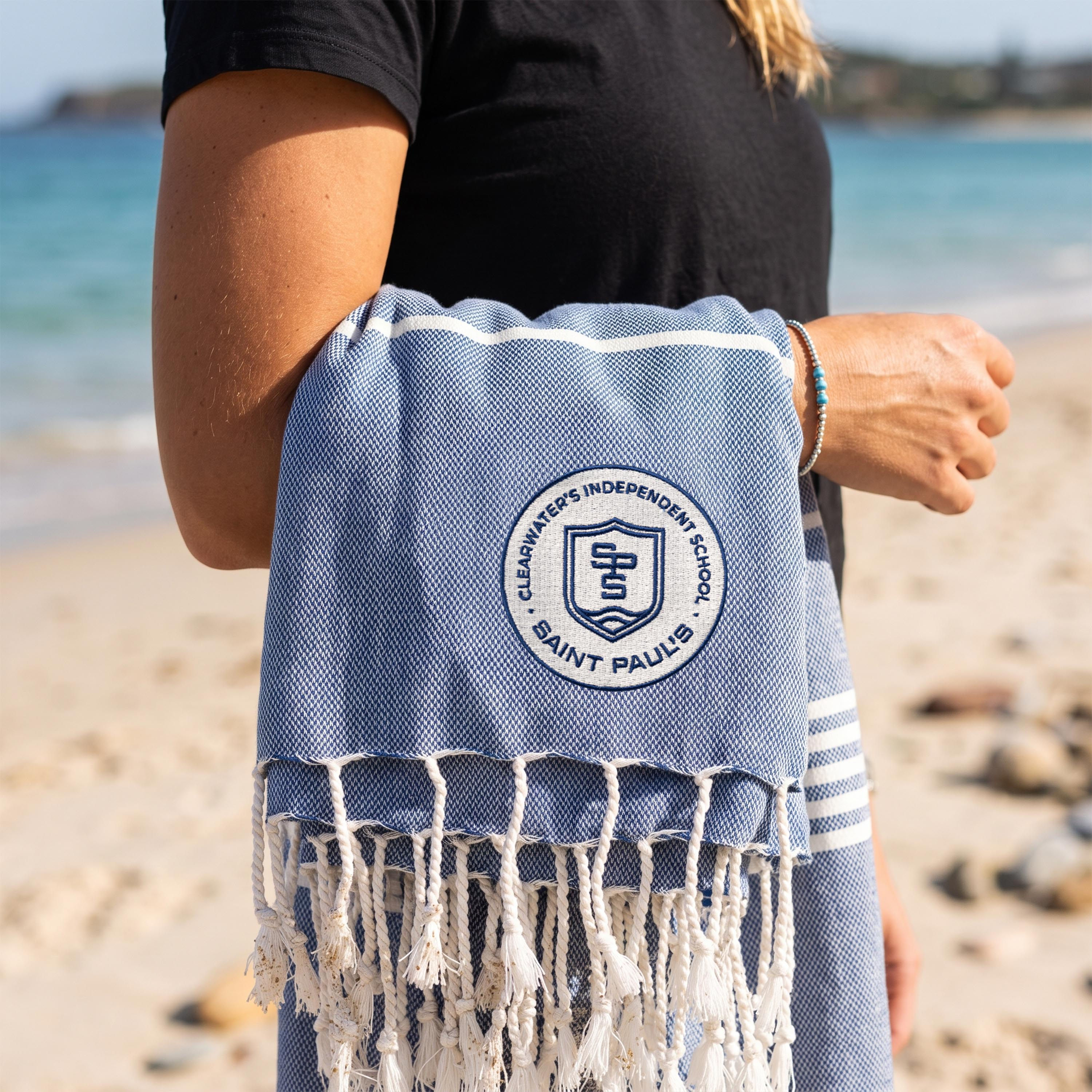Saint Paul's Embroidered Beach Blanket with Tassel Fringe (Pick Up)