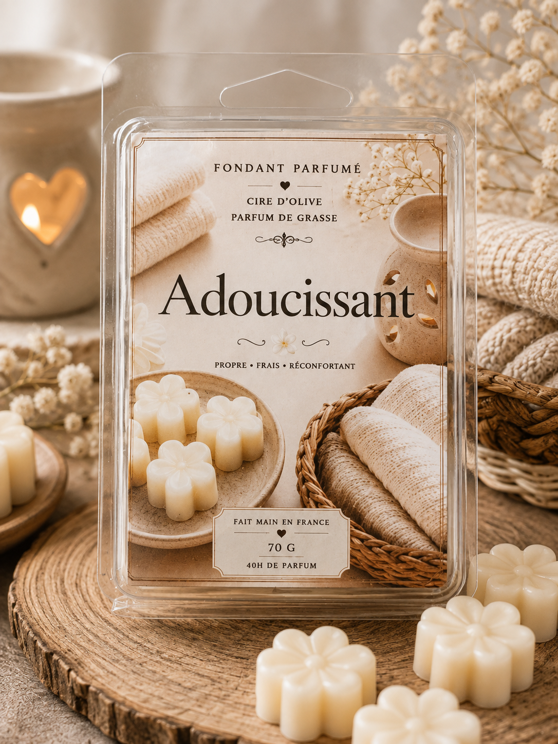 Tablette de cire parfumée – Adoucissant – 70 g