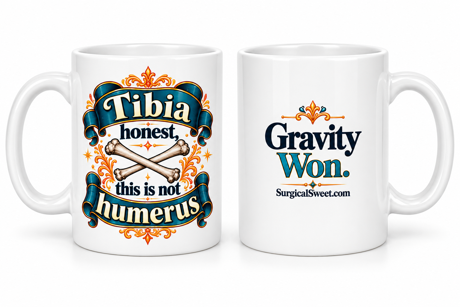 Tibia Honest – Gravity Won Broken Bones Mug