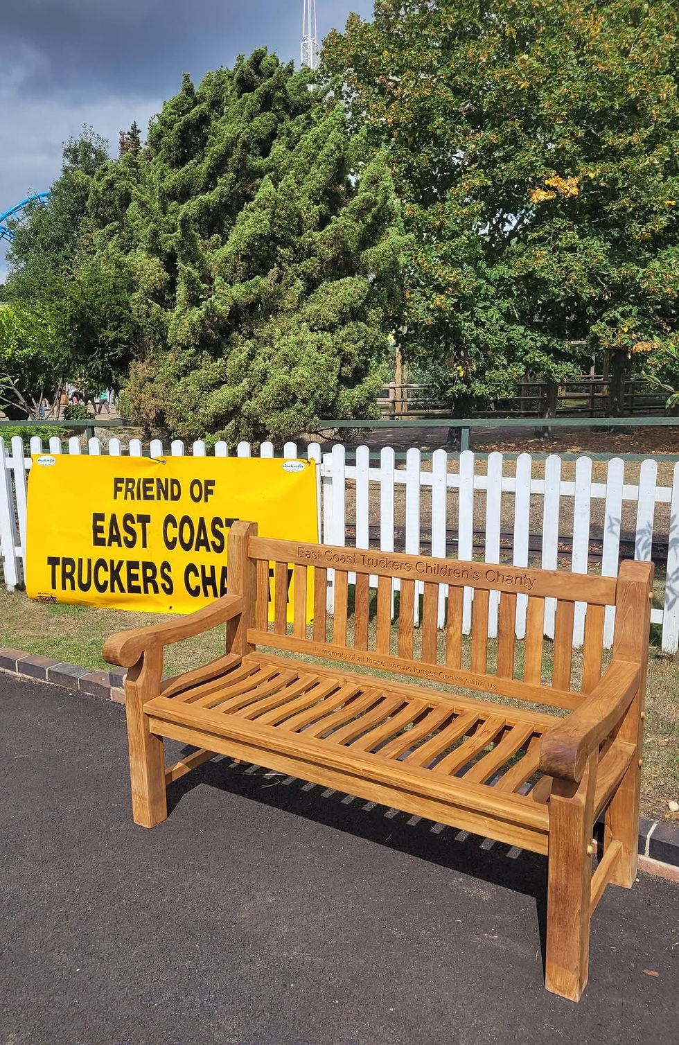 Memorial bench at front of pleasurewood hills convoy 2026