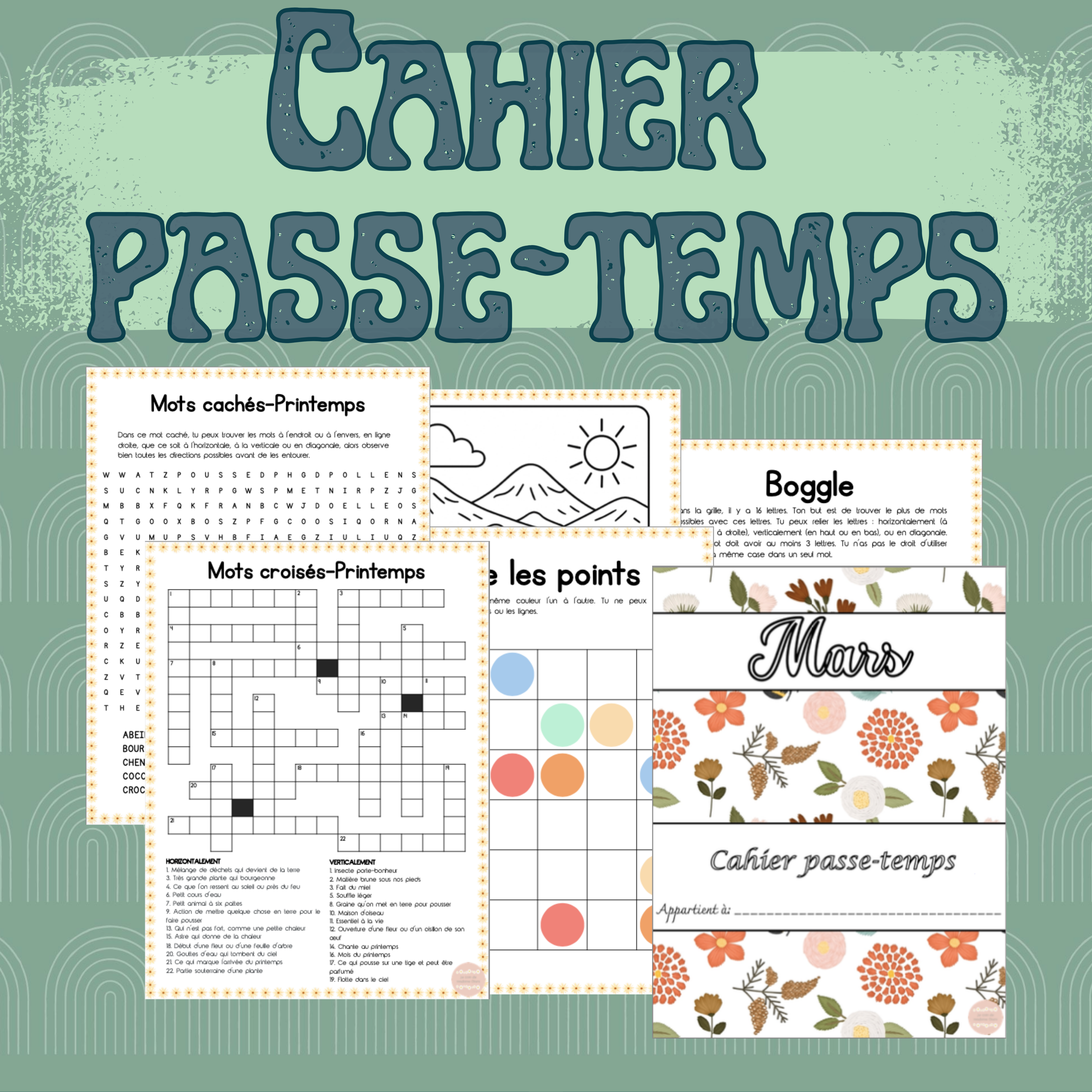 Cahier passe-temps-Mars