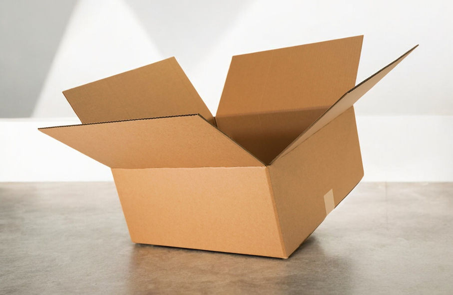 Caja de cartón corrugado abierta