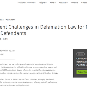 Webinar on Current Challenges in Defamation Law