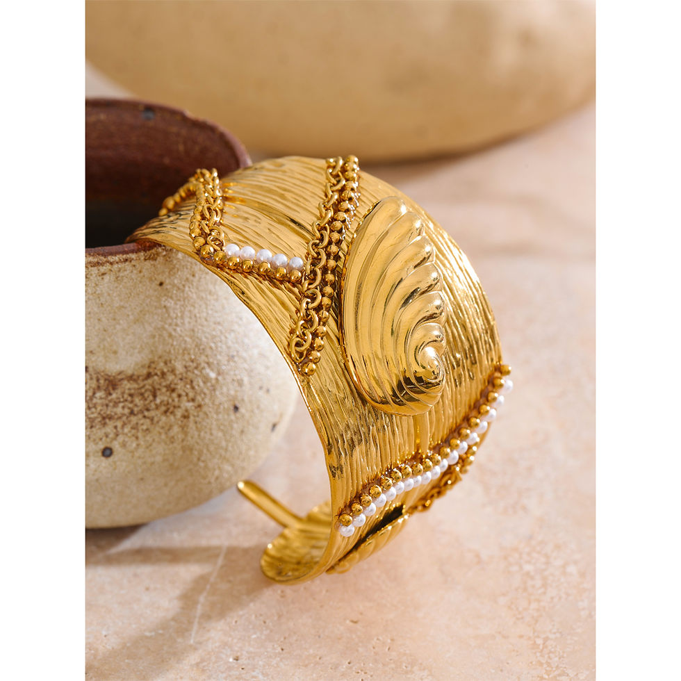 Thumbnail: Yhpup 58mm Stylish Stainless Steel Wide Ocean Conch Shell Open Big Bracelet Bang