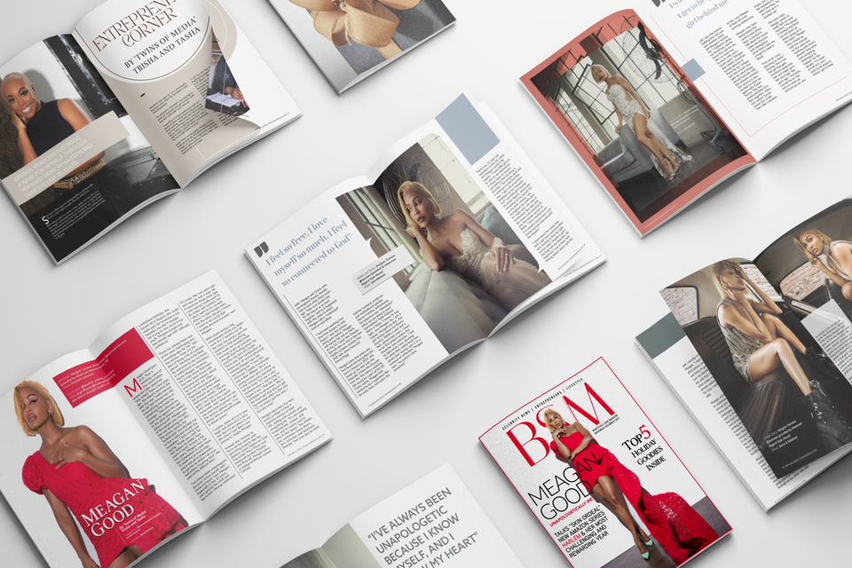 Custom Lifestyle Magazine Layout Design Services Featuring Meagan Good- By I Am ART Agency