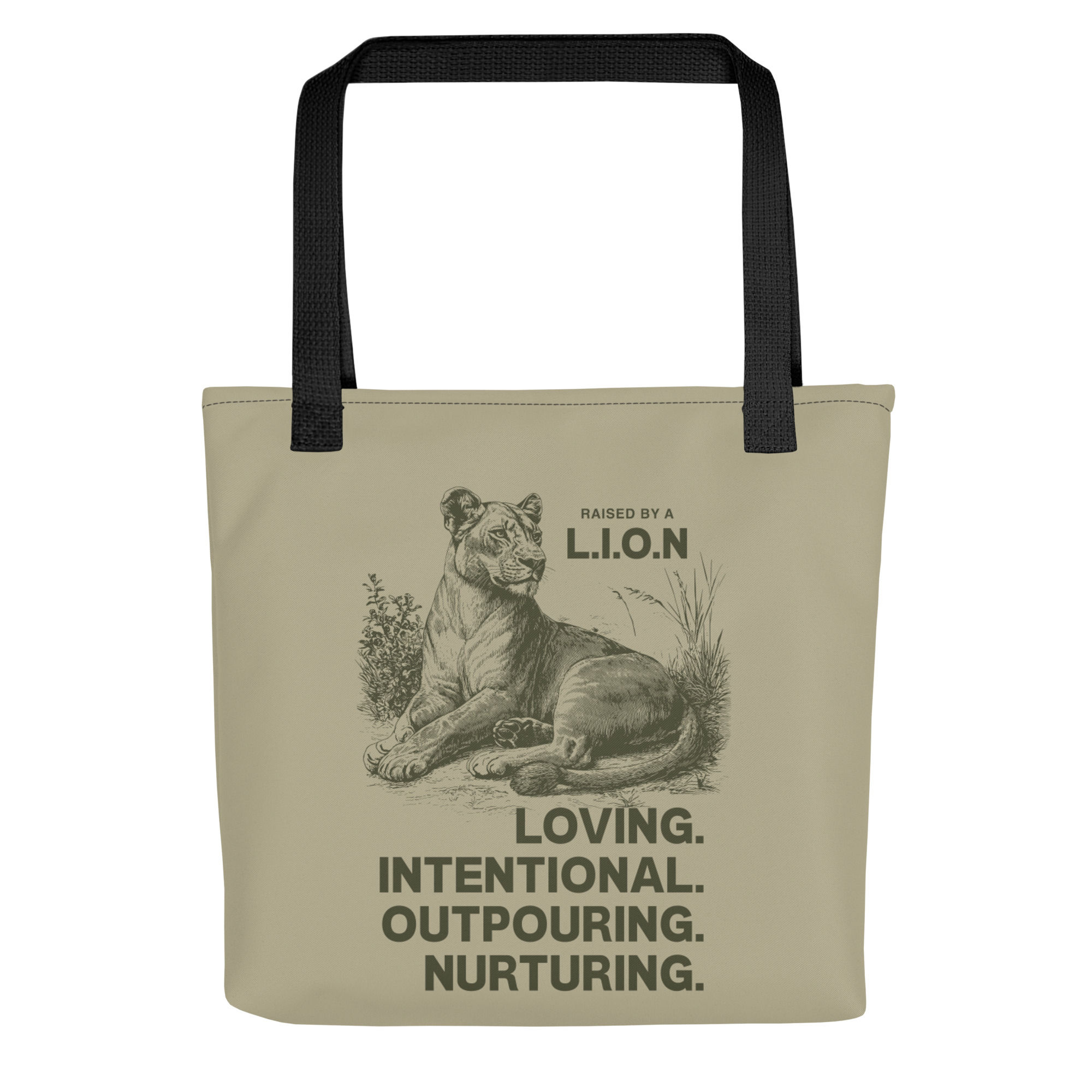 Raised by a L.I.O.N. Tote – Khaki