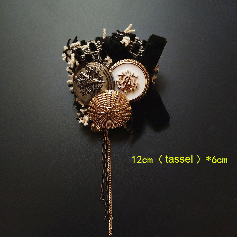 Thumbnail: Vintage Baroque Court Wind Badge Fringe Brooch Fabric Knitting Bow Drill Coat Sw