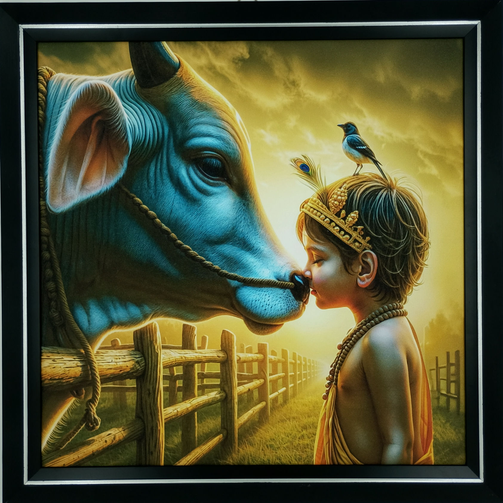 Little Krishna with Cow Photo Frame